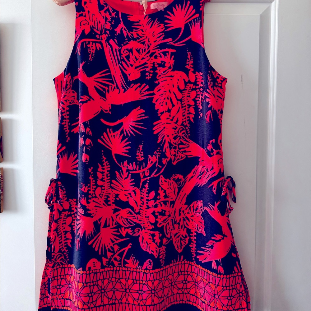Lilly Pulitzer Vibrant Pink and Blue Tropical romper